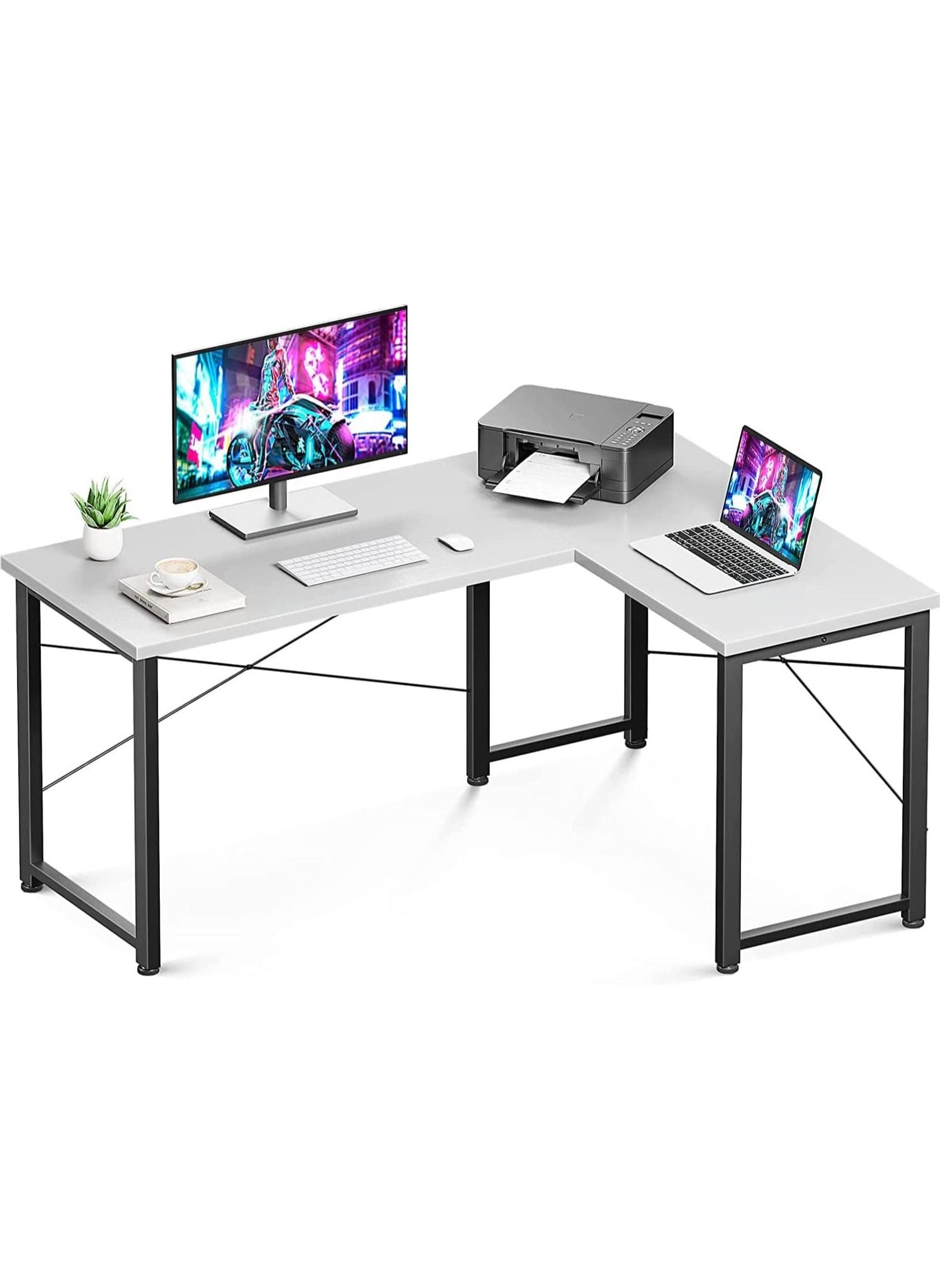 ACPLAY L Shaped Desk Computer Corner Desk Home Office Writing Workstation 126X74X48 cm 