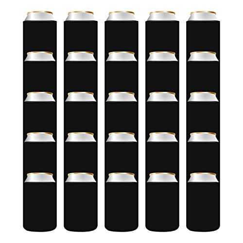 QualityPerfection Blanks Can Coolers Sleeves, Beer Drink Bulk Holder, Plain Foam Soda 12 oz Coolies, Vinyl Sublimation HTV Insulated Covers Wedding, Bachelorette Parties (25 Units, Black) - Image 1