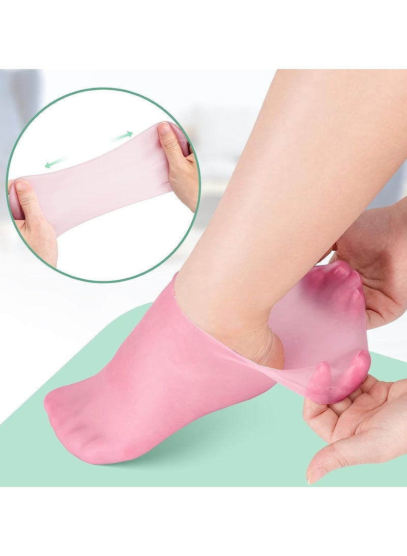 Generic 2 Pairs Silicone Moisturizing Socks Softening Dry Cracked Feet Rough Skins & Anti Slip Aloe Socks for Dry Cracked Feet Women, Calluses, Spa Gel Socks Foot Care After Pedicure - Image 4