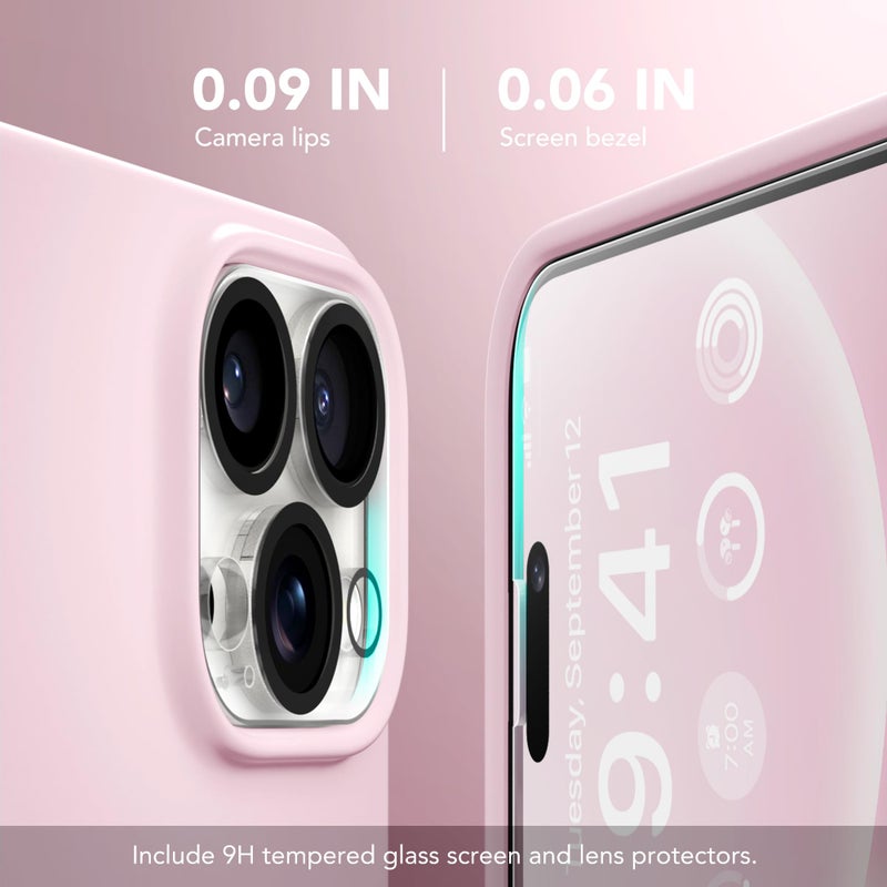 GONEZ for iPhone 15 Pro Max Case Silicone, Compatible with Magsafe, Camera Protector + Screen Protector, Soft Anti-Scratch Microfiber Lining, Liquid Silicone Shockproof Phone Cover, Chalk Pink - Image 5