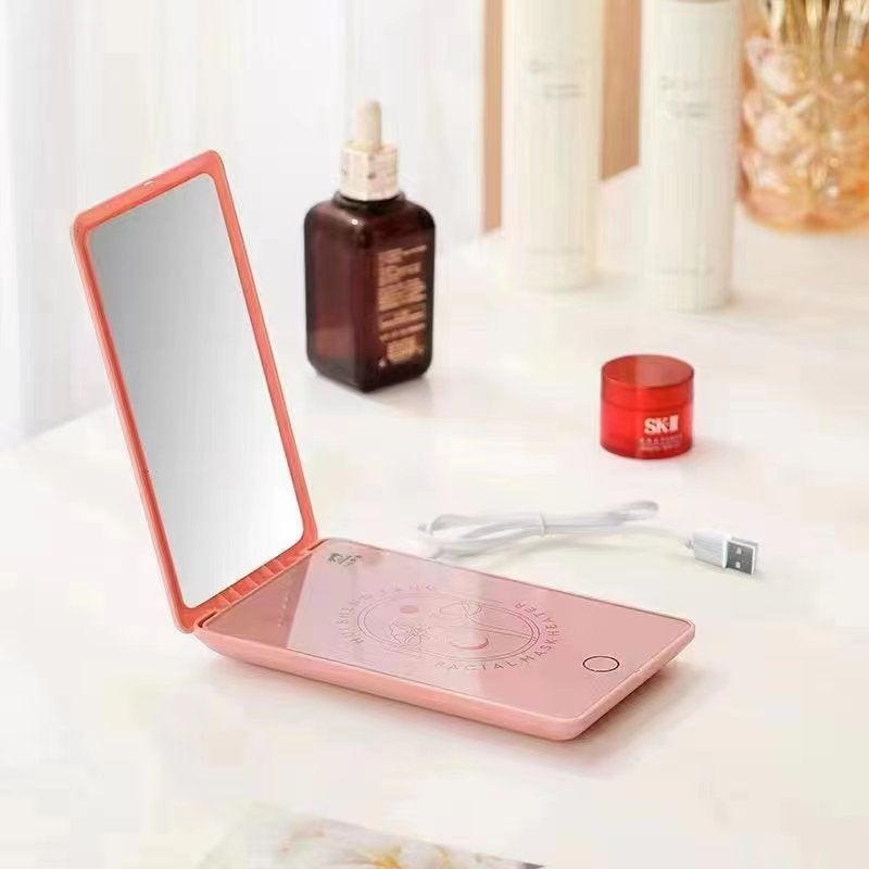 Winter Facial Mask Warmer Portable Mirror Gift USB Pink - Image 1