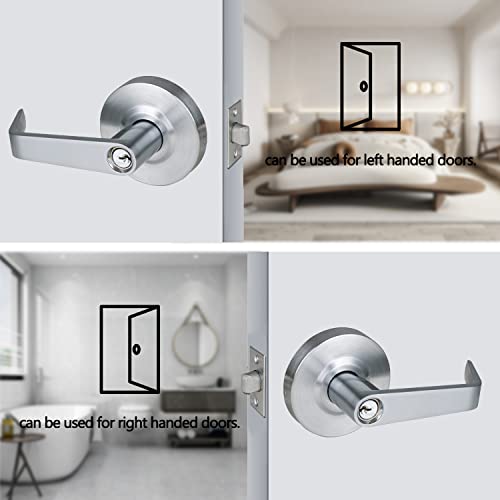 HISAFE Heavy Duty Commercial Grade 2 Keyed Entry Door Lever, Satin Chrome Finished ADA Commercial Handle, UL 3 Hour Fire Rated Ergonomic Lever for Exterior Door and Front Door, 70mm Latch - Image 3