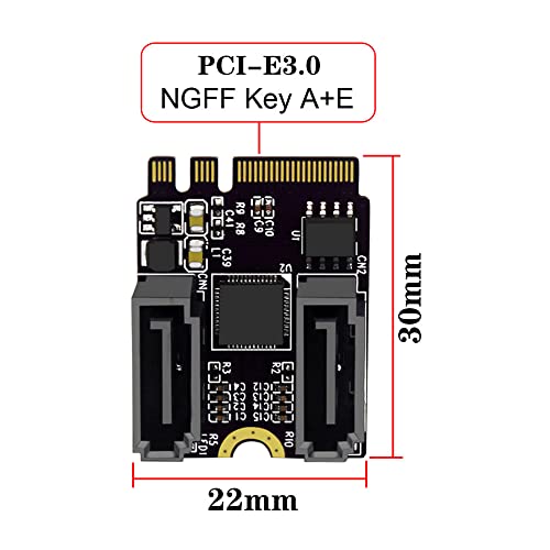 xiwai NGFF Key A+E PCI Express to SATA 3.0 6Gbps Dual Ports Adapter Converter Hard Drive Extension Card JMB582 2230 - Image 3