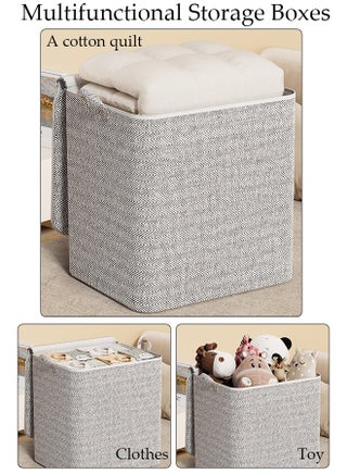 3pcs Large Capacity Storage Box with Zipper Cover and Handle, Dustproof Cube Storage Bins Sturdy Closet Organizer System Storage Bag for Clothing, Quilts, Jeans, Books, Toys, Shelves, Closet, Wardrobe - view 4