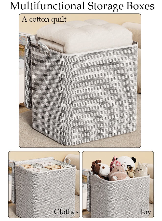 DUNISO 3pcs Large Capacity Storage Box with Zipper Cover and Handle, Dustproof Cube Storage Bins Sturdy Closet Organizer System Storage Bag for Clothing, Quilts, Jeans, Books, Toys, Shelves, Closet, Wardrobe - Image 4