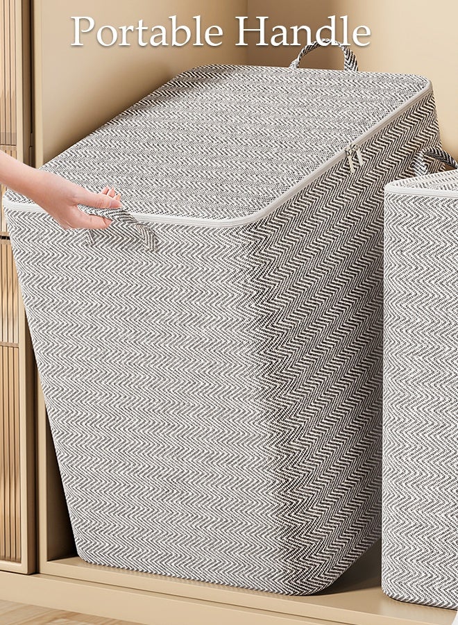 DUNISO 3pcs Large Capacity Storage Box with Zipper Cover and Handle, Dustproof Cube Storage Bins Sturdy Closet Organizer System Storage Bag for Clothing, Quilts, Jeans, Books, Toys, Shelves, Closet, Wardrobe - Image 5