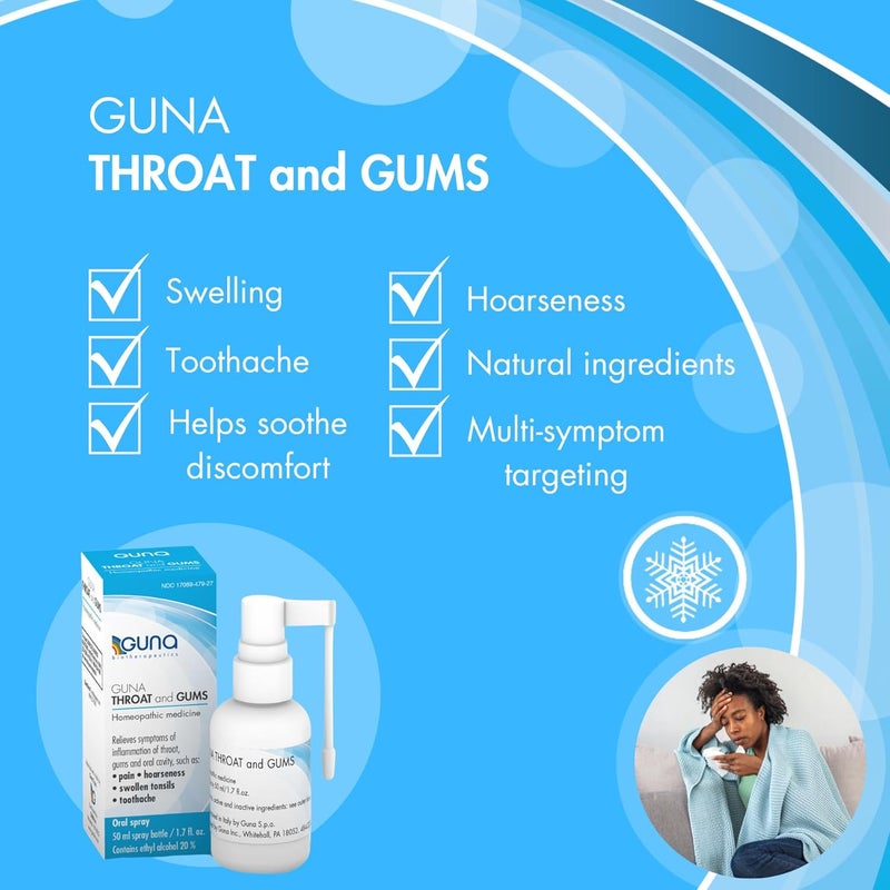 Guna Throat and Gums Homeopathic Soothing Throat Spray for Pain Hoarseness Swollen Tonsils Toothache 17 Ounce Oral Spray - Image 3
