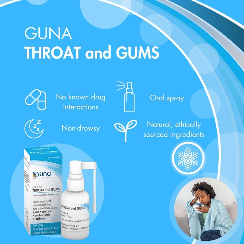 Guna Throat and Gums Homeopathic Soothing Throat Spray for Pain Hoarseness Swollen Tonsils Toothache 17 Ounce Oral Spray - Image 2