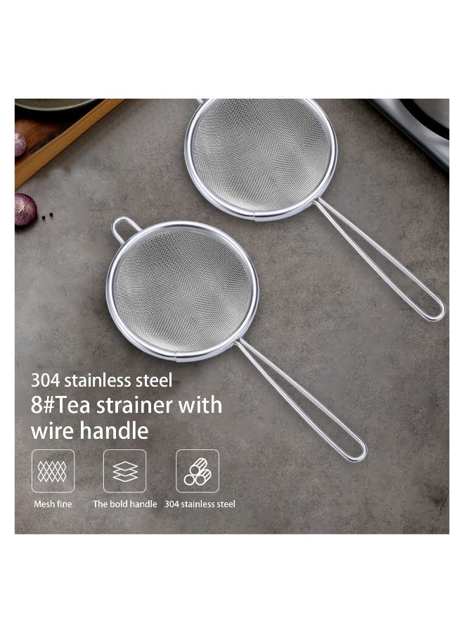 304 Stainless Steel Fine Mesh Strainers,  Fine Mesh Strainer with Handle, Ideal for Kitchen Food, Cooking, Tea Coffee, Juice Vegetable Egg Strainer Premium Stainless Steel, Lightweight(2 PCS) - Image 2