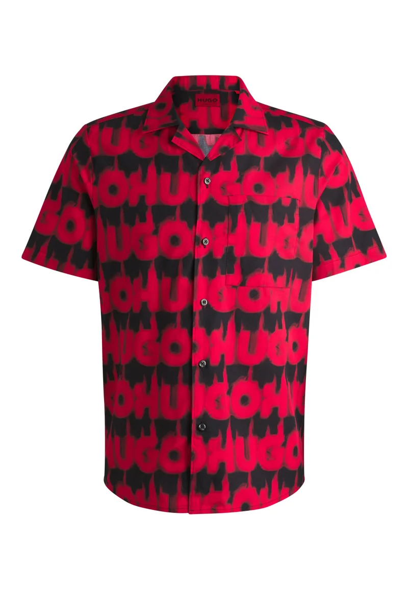 HUGO Relaxed-fit shirt in cotton with smoke-logo print
