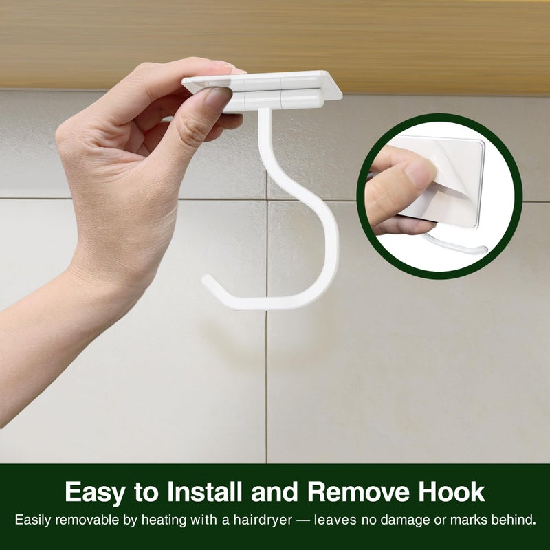 bussdis Banana Hook Under Cabinet White - Adhesive Banana Hanger Under Counter, Metal Banana Holder Stand for Hanging Bananas or Kitchen Utensil, Keeps Bananas Fresh, 1 Pack - Image 5