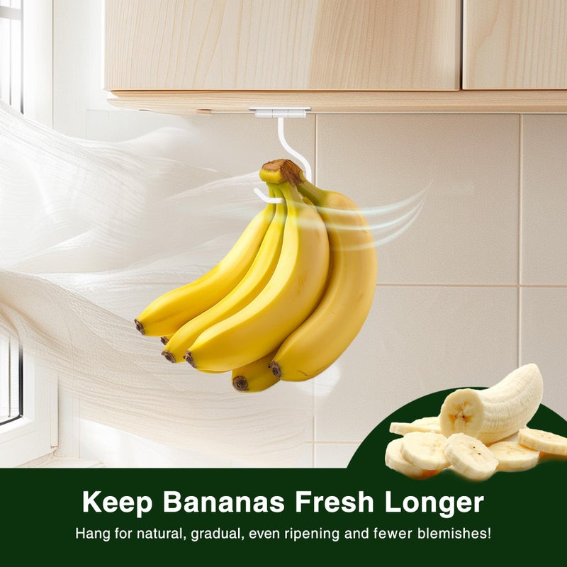 bussdis Banana Hook Under Cabinet White - Adhesive Banana Hanger Under Counter, Metal Banana Holder Stand for Hanging Bananas or Kitchen Utensil, Keeps Bananas Fresh, 1 Pack - Image 4