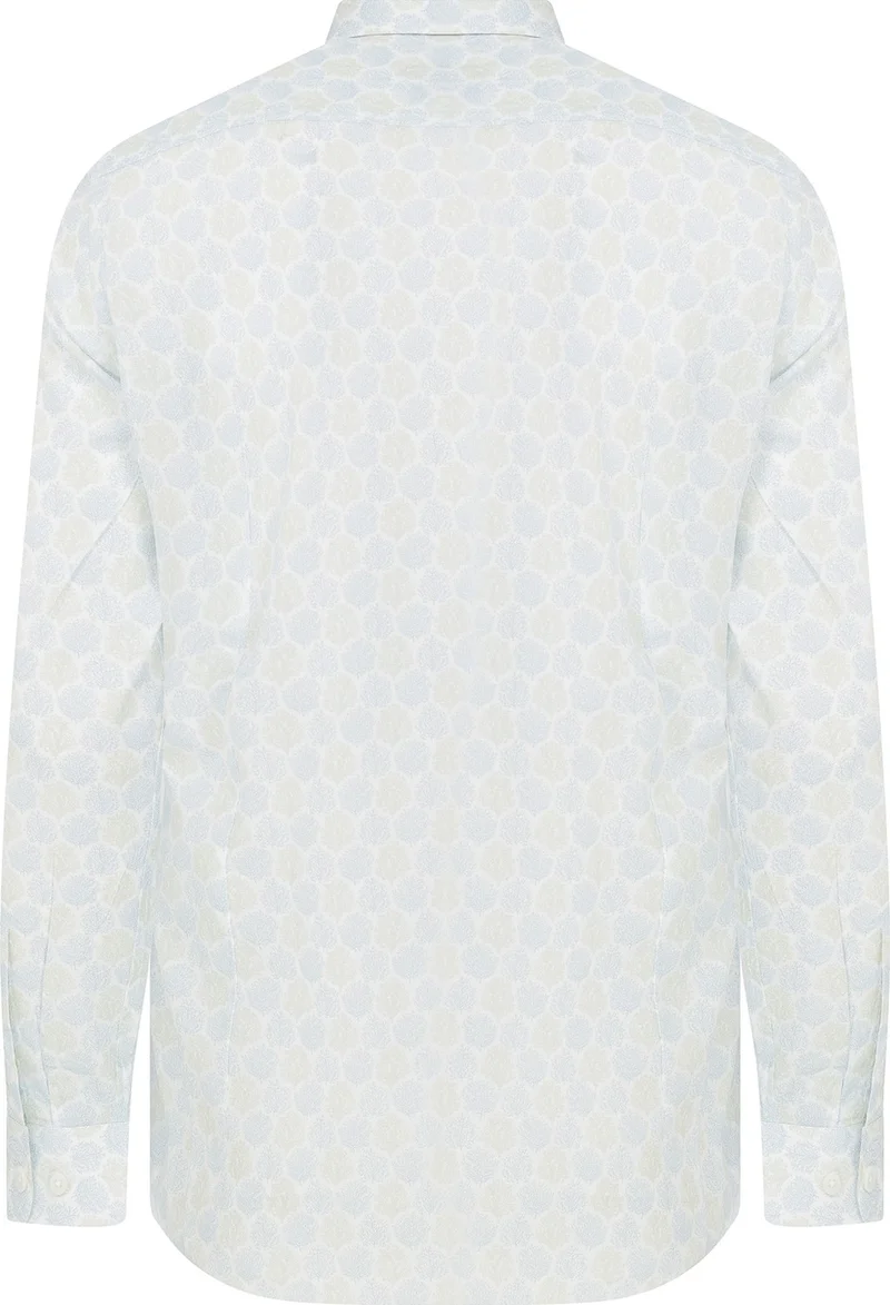 هاتيموغلو Men's Printed Slim Fit Green Shirt