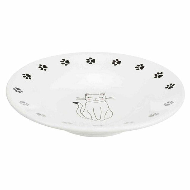 Trixie Ceramic Flat Bowl - Attractive Design with Charming Cat Paw, White, 15 cm, 200 ml Capacity - Image 2