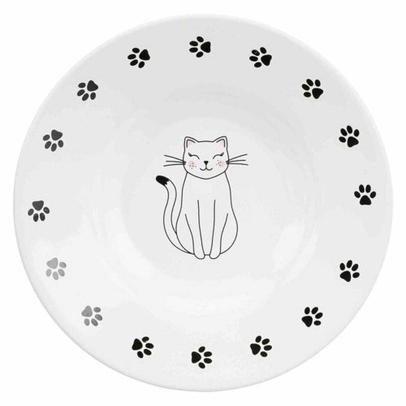 Trixie Ceramic Flat Bowl - Attractive Design with Charming Cat Paw, White, 15 cm, 200 ml Capacity - Image 4