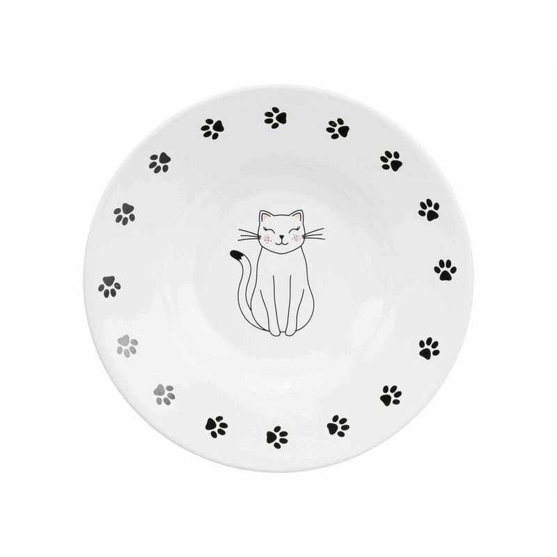 Trixie Ceramic Flat Bowl - Attractive Design with Charming Cat Paw, White, 15 cm, 200 ml Capacity - Image 3