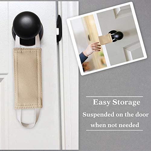 PONY DANCE Nursery Door Latch Cover Silencer - Door Closer Jammer Cushion for Baby Good Sleep Universal Knob Latch Silence Cover for Quiet, W 4 x L 2 inches, Pack-3, Biscotti Beige - Image 4