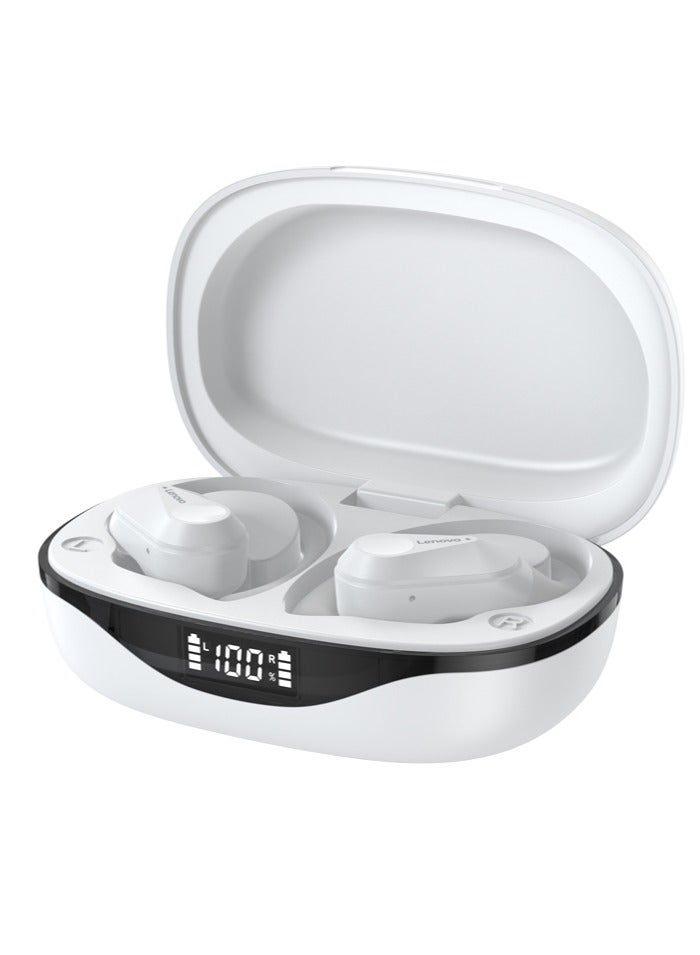 لينوفو سماعات أذن بلوتوث LP75، سماعات رأس لاسلكية مع شاشة رقمية LED، صوت جهير عالٍ لتقليل الضوضاء، سماعات أذن متينة مقاومة للماء مع ميكروفون مدمج، (قطعة واحدة، أبيض) - Image 1