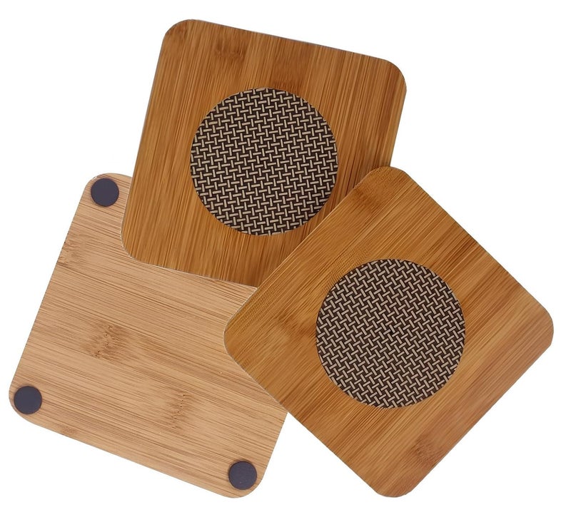 JD PRO 4 Pcs Set of Wooden Utensil Pot Mats Multi Printed Coaster Place Mat Hexagon Shaped Hot Pot Rest Pad for KitchenCounterTop Dinning Table Serve Kitchen Dining Pan Pot Holder Pack of 4 - Image 1
