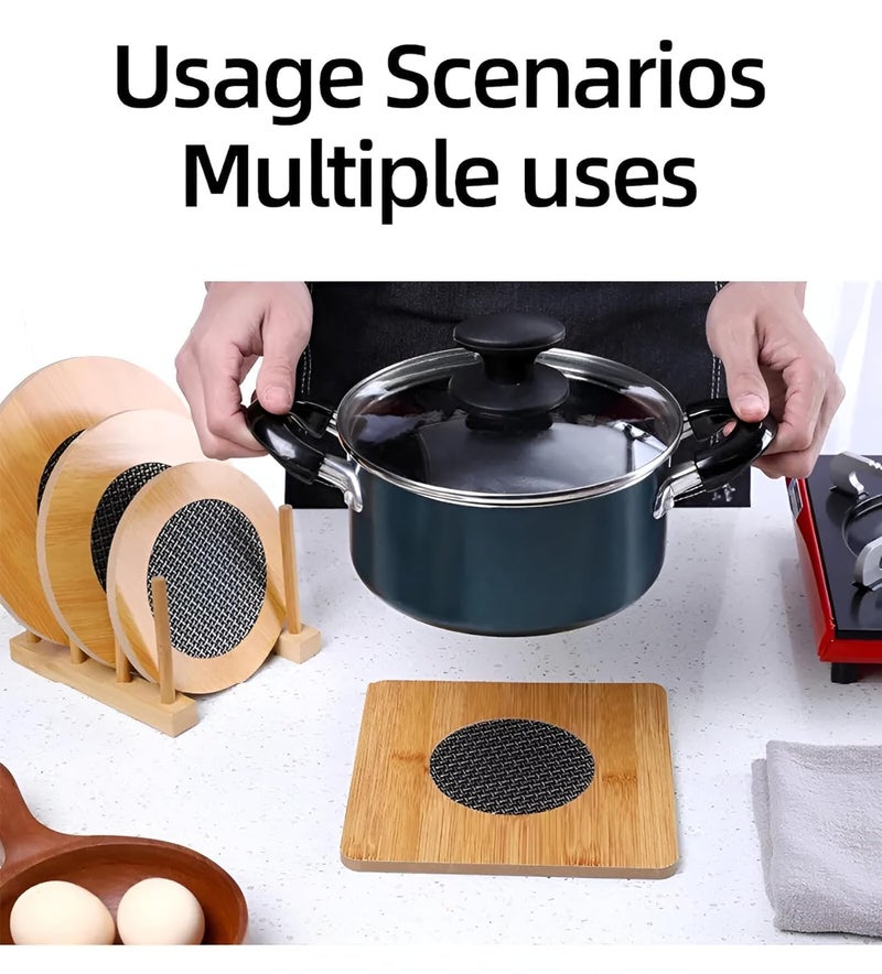JD PRO 4 Pcs Set of Wooden Utensil Pot Mats Multi Printed Coaster Place Mat Hexagon Shaped Hot Pot Rest Pad for KitchenCounterTop Dinning Table Serve Kitchen Dining Pan Pot Holder Pack of 4 - Image 5