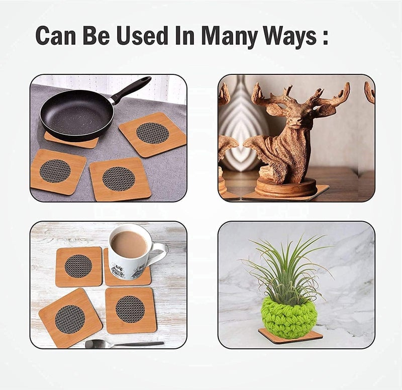 JD PRO 4 Pcs Set of Wooden Utensil Pot Mats Multi Printed Coaster Place Mat Hexagon Shaped Hot Pot Rest Pad for KitchenCounterTop Dinning Table Serve Kitchen Dining Pan Pot Holder Pack of 4 - Image 3