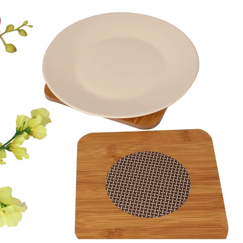 JD PRO 4 Pcs Set of Wooden Utensil Pot Mats Multi Printed Coaster Place Mat Hexagon Shaped Hot Pot Rest Pad for KitchenCounterTop Dinning Table Serve Kitchen Dining Pan Pot Holder Pack of 4 - Image 4