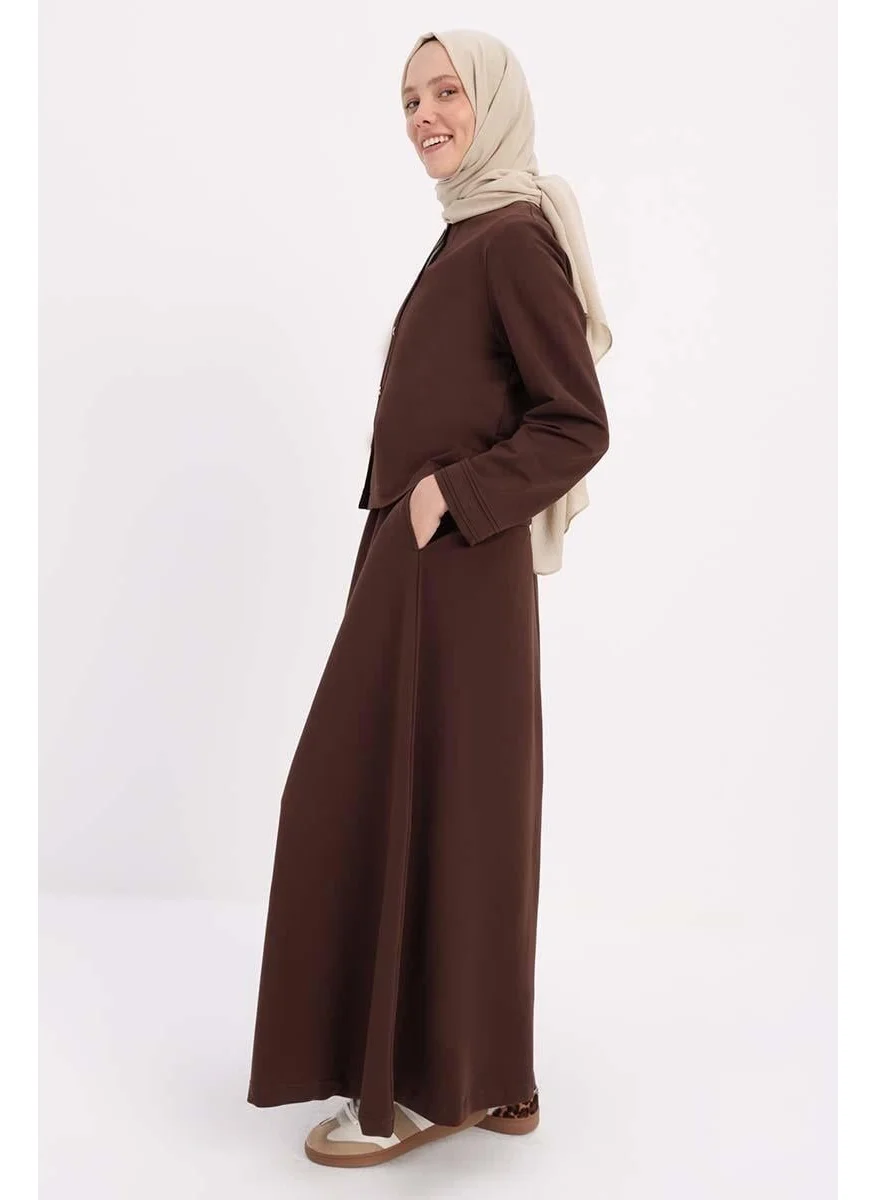 Allday Bitter Coffee-Cardigan Skirt Suit
