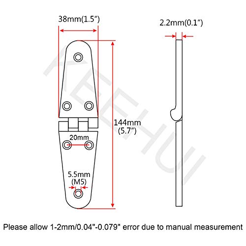 keehui Marine Grade316 Stainless Steel Mirror Polished Cast Hinge 5.7" x 1.5" for Boat, RVs (Pair) - Image 2