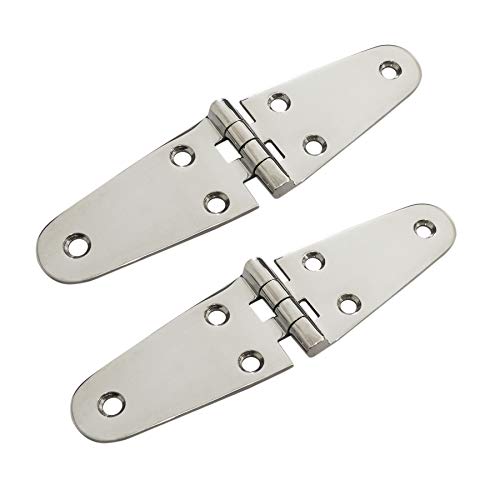 keehui Marine Grade316 Stainless Steel Mirror Polished Cast Hinge 5.7" x 1.5" for Boat, RVs (Pair) - Image 1