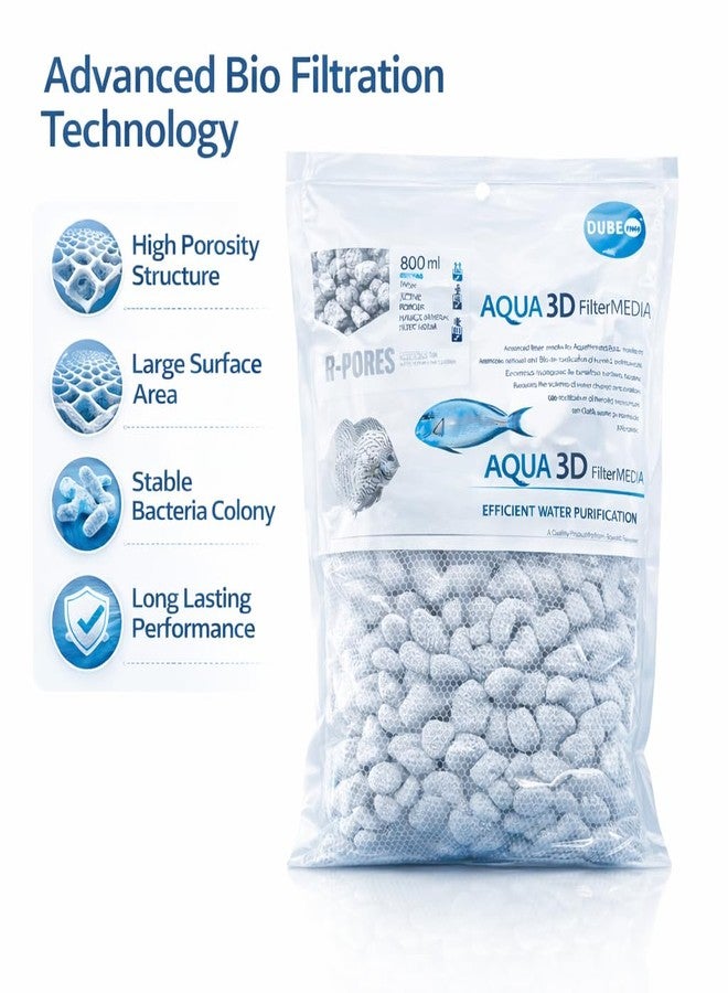 وسائط ترشيح X-PORES من Aquatic Remedies (عبوة من قطعتين)، 800 مل (500 غرام) | وسائط ترشيح مسامية ومعدنية من حجر الخفاف الطبيعي لأحواض أسماك الزينة - Image 5