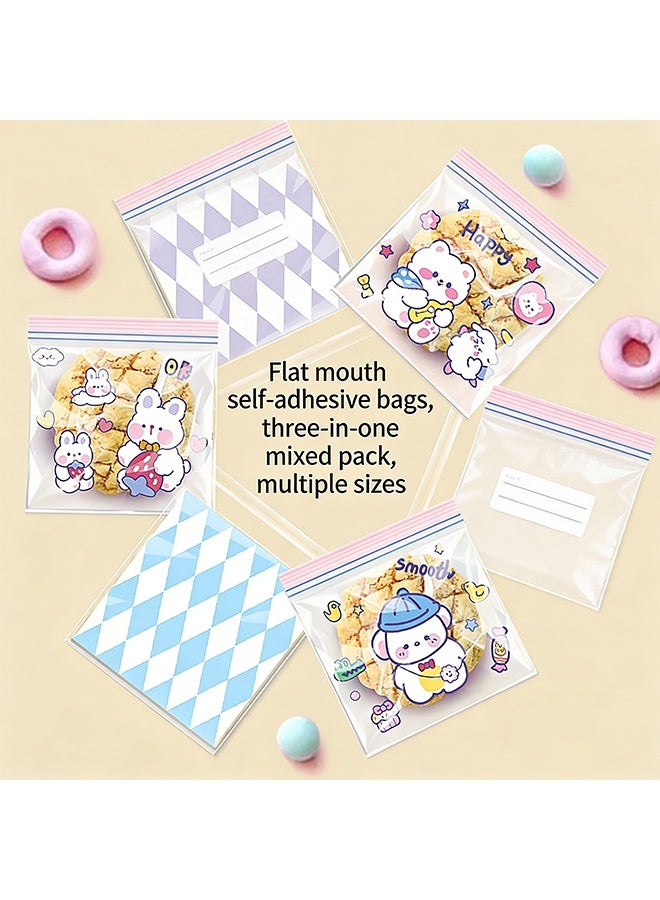 Quantum 100 Pcs Cute Resealable Cartoon Plastic Food Bags, Self-Sealing Cute Little Bear Bunny Cookie Bags, Resealable Cookie Snack Cellophane Bags, Plastic Bags for Baking Cookies and Candies - Image 4