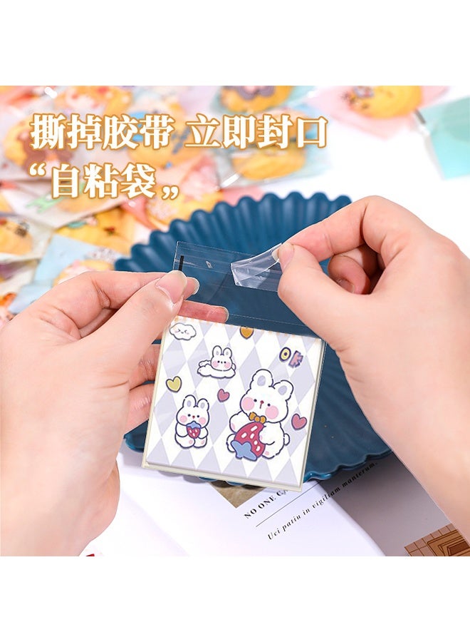 Quantum 100 Pcs Cute Resealable Cartoon Plastic Food Bags, Self-Sealing Cute Little Bear Bunny Cookie Bags, Resealable Cookie Snack Cellophane Bags, Plastic Bags for Baking Cookies and Candies - Image 5