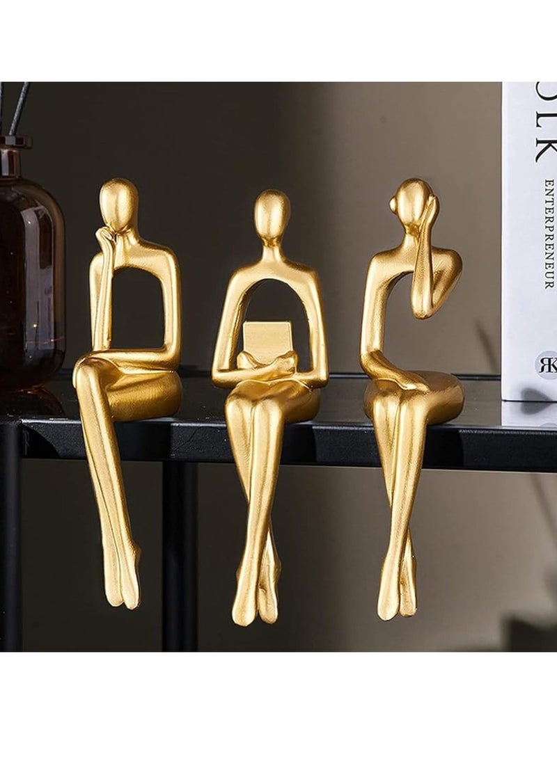 D&L Set Of 3 Pcs Abstract Thinker Art Statue Ornaments Abstract Decor Sculptures Resin Statue Modern Decorative Objects Desk Decor Small Shelf Decor Figurines Home Decorations For Living Room - Image 1