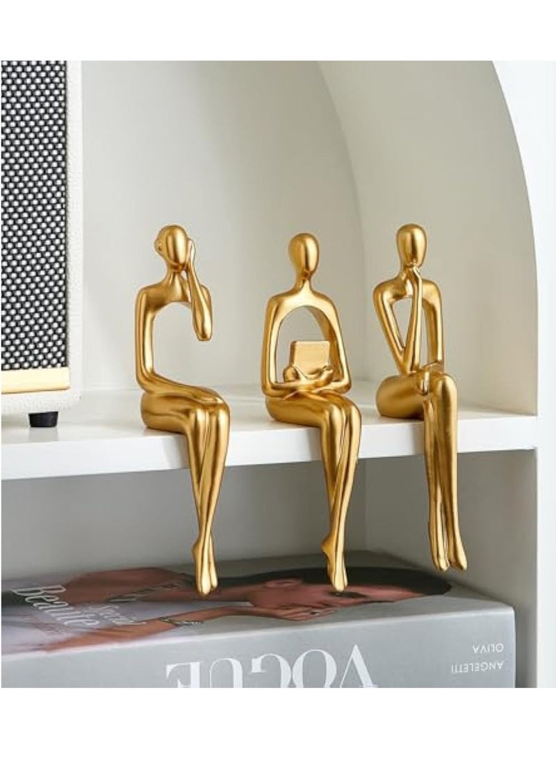 D&L Set Of 3 Pcs Abstract Thinker Art Statue Ornaments Abstract Decor Sculptures Resin Statue Modern Decorative Objects Desk Decor Small Shelf Decor Figurines Home Decorations For Living Room - Image 2