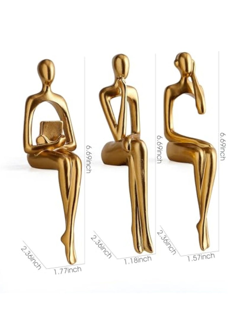 D&L Set Of 3 Pcs Abstract Thinker Art Statue Ornaments Abstract Decor Sculptures Resin Statue Modern Decorative Objects Desk Decor Small Shelf Decor Figurines Home Decorations For Living Room - Image 5