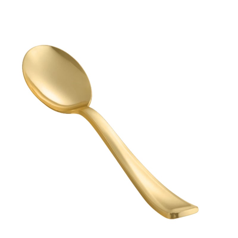 N9R 72Pcs Gold Plastic Spoons - Solid  Durable  Heavy Duty Gold Plastic Silverware - Disposable Cutlery for Parties  Weddings and Dinner - Image 1