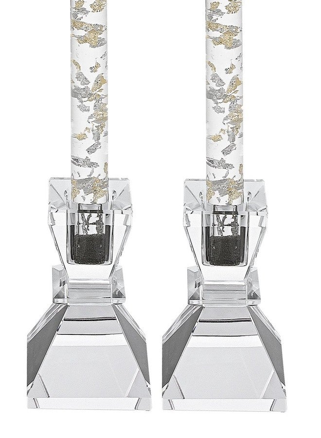Badash Saturn Crystal Candlestick Holders - Set of 2 Tapered Candle Holders - Beautiful Handcrafted Crystal Accents Perfect for Modern or Traditional Decor - Image 1