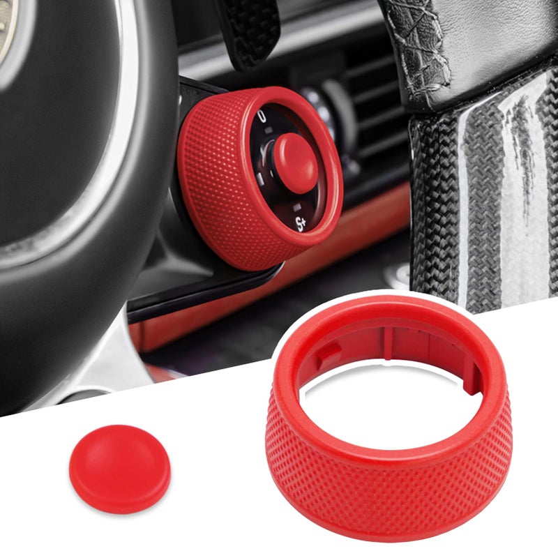 Jaronx Compatible with Porsche Steering Wheel Drive Mode Knob Driving Mode Dial Cover Compatible with Cayenne 20172023Panamera 20172020Macan 20172021911 20172018718 20172023 Sporty Red