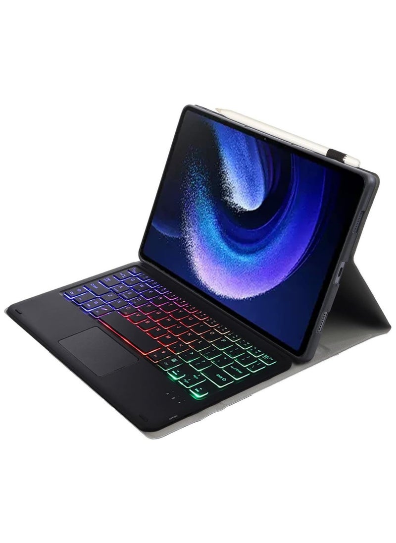 Generic - Touchpad Arabic and English Keyboard Case Compatible With Xiaomi Pad 6/6 Pro 11 Inch 2023, Backlight, Multi-Touch Trackpad, Flip Stand Case with Pencil Holder - Image 1