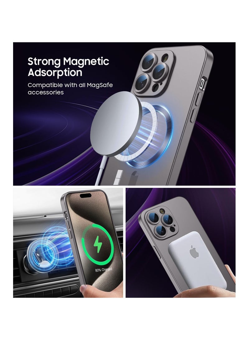 FARROBIZZ Magnetic for iPhone 16 Pro Max Case [Compatible with Mag-Safe][Built-in Camera Lens Protector] Slim Silicone Soft Bumper Shockproof Phone Cover for iPhone 16 Pro Max 6.9inch (Titanium Gray)  - Image 2
