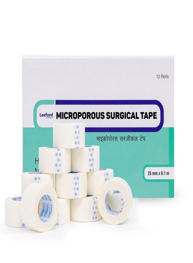 Leeford Microporous Surgical Tape | Breathable & Skin-Friendly, Strong Adhesion for Dressing | Ideal for Cuts, Minor Wounds, First-Aid 25mm x 9.1 (12 Rolls) - Image 1