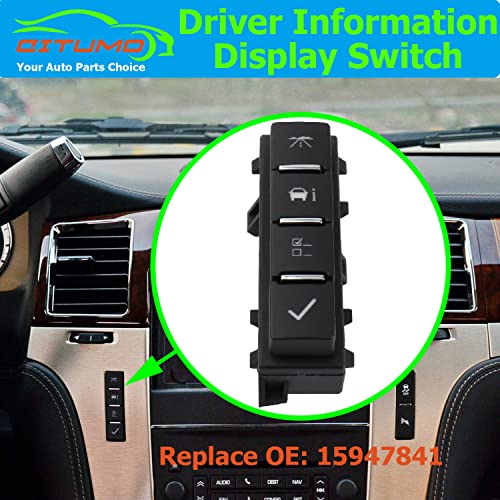 Citumo 15947841 Driver Information Display Switch Replacement for 2007-2014 Silverado Suburban Avalanche Express Savana Sierra Yukon XL Driver Information Center Swtich - Image 2