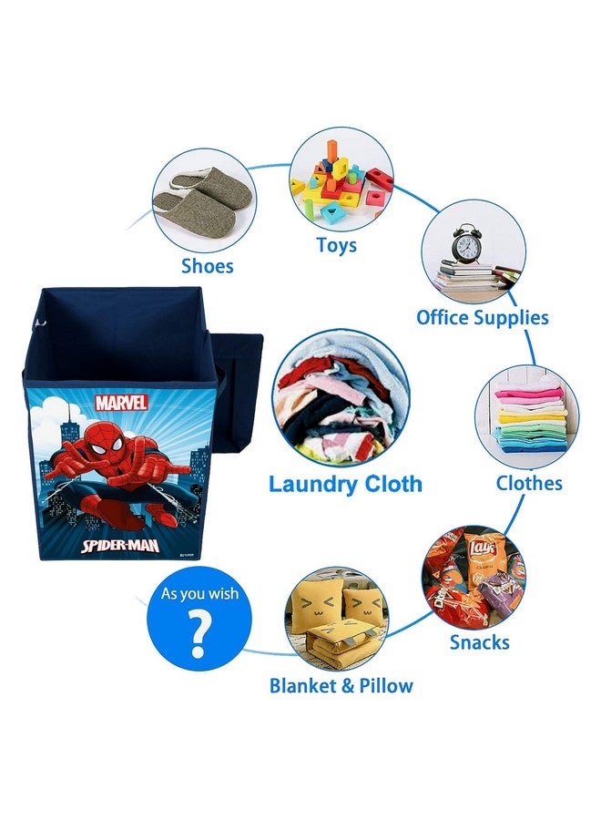 Kuber Industries Marvel Spiderman Print Foldable Laundry Basket|Clothes Storage Basket With Handle & Lid,60 Ltr.(Navy Blue) - Image 5