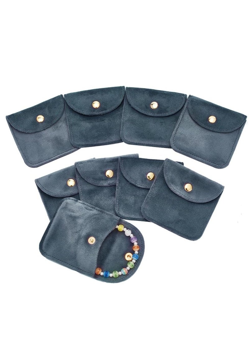 Velvet Jewellery Pouches, 20 Pcs Gray Color Velvet Jewelry Storage Bags with Snap Button, Jewelry Wrap Gift Bags, For Wedding, Party, Valentine's Day, Anniversary, Candy Gift (8x7.9cm)  - Image 1