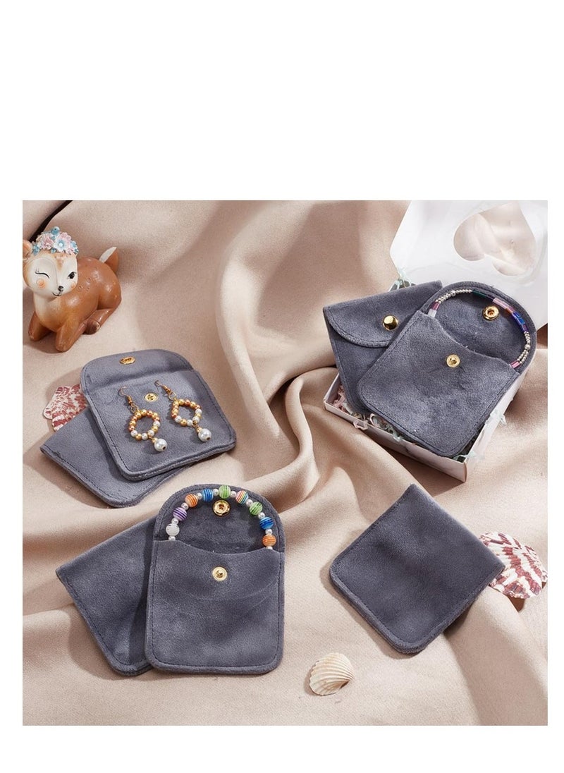 Velvet Jewellery Pouches, 20 Pcs Gray Color Velvet Jewelry Storage Bags with Snap Button, Jewelry Wrap Gift Bags, For Wedding, Party, Valentine's Day, Anniversary, Candy Gift (8x7.9cm)  - Image 4
