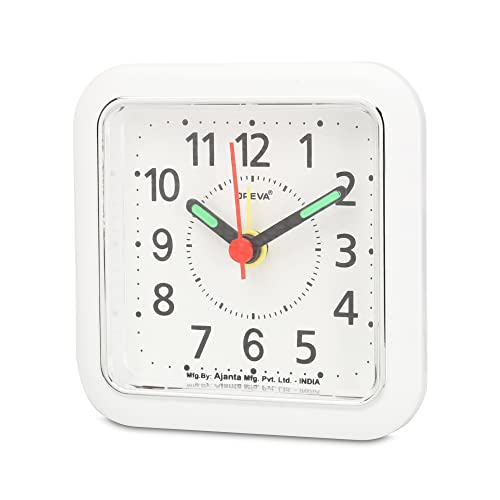 OREVA Bip Alarm Table Clock (White Color 8.9 cm x 3.7 cm x 8.9 cm, AA3177) - Image 1