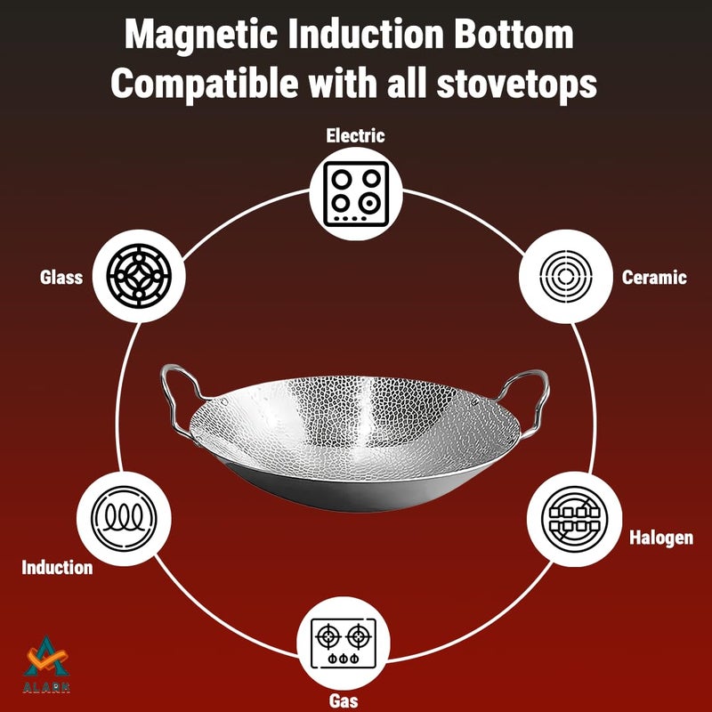 Alark وعاء ساندويتش دائري متعدد الوظائف من ألرك بقاعدة ثقيلة من الفولاذ المقاوم للصدأ 1.3 لتر، وعاء خلط، مصفاة لتنظيف الفواكه والخضروات والفاصوليا، أدوات مطبخ متعددة الاستخدامات، مناسبة للطهي على الموقد - Image 4