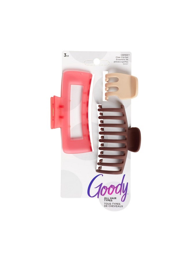 قودي  مشابك شعر مستطيلة مقاومة للانزلاق - 3 قطع (1 صغير + 2 كبير)، ألوان دافئة، إكسسوارات تصفيف الشعر ذات قبضة آمنة للنساء والرجال، جميع أنواع الشعر - Image 1