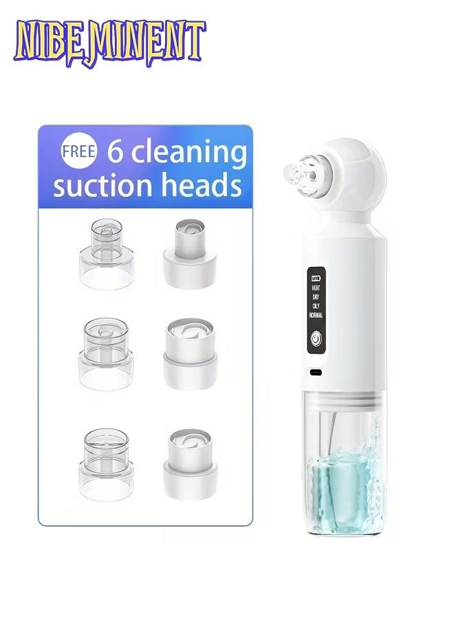 NIBEMINENT 6-head Blackhead Cleaner, Vacuum Electric Blackhead Pore Cleaner, USB Charging Mini Bubble Beauty Device, to Activate Heating Mode, Press and Hold the Power Button for 3 Seconds, Automatically Maintains a Constant Temperature of 46°C - Image 5
