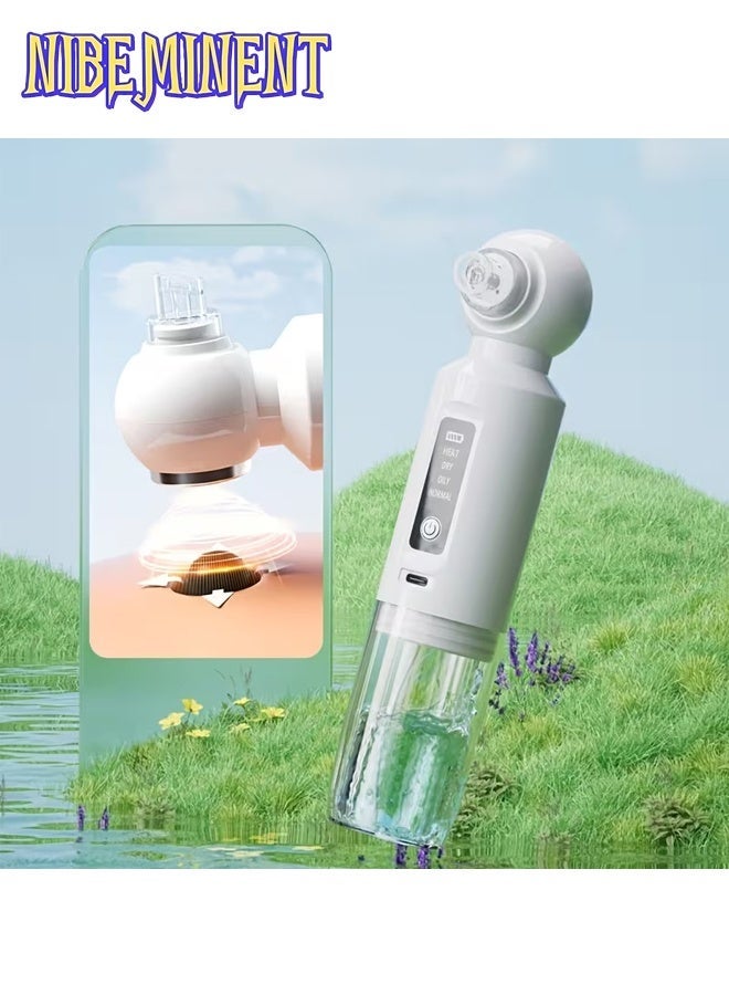 NIBEMINENT 6-head Blackhead Cleaner, Vacuum Electric Blackhead Pore Cleaner, USB Charging Mini Bubble Beauty Device, to Activate Heating Mode, Press and Hold the Power Button for 3 Seconds, Automatically Maintains a Constant Temperature of 46°C - Image 2